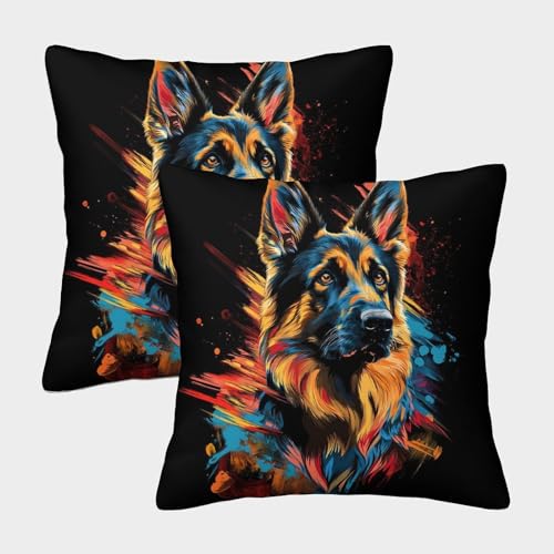 HEYLInUP Kissenbezug, Motiv: Deutscher Schäferhund, dekorativ, maschinenwaschbar, quadratische Kissen mit unsichtbarem Reißverschluss, Kissenbezüge für Wohnzimmer, Sofa, Schlafzimmer, 40 x 40 cm, 2 HEYLInUP Kissenbezug, Motiv: Deutscher Schäferhund, dekorativ, maschinenwaschbar, quadratische Kissen mit unsichtbarem Reißverschluss, Kissenbezüge für Wohnzimmer, Sofa, Schlafzimmer, 40 x 40 cm, 2 von HEYLInUP