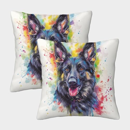 Kissenbezug mit deutschem Schäferhund, dekorativ, maschinenwaschbar, quadratische Kissen mit unsichtbarem Reißverschluss, Kissenbezüge für Wohnzimmer, Sofa, Couch, Bett, 40 x 40 cm, 2 Stück Kissenbezug mit deutschem Schäferhund, dekorativ, maschinenwaschbar, quadratische Kissen mit unsichtbarem Reißverschluss, Kissenbezüge für Wohnzimmer, Sofa, Couch, Bett, 40 x 40 cm, 2 Stück von HEYLInUP
