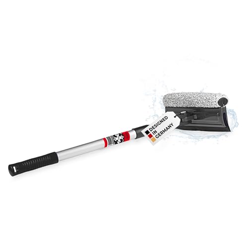HEYNER® Scheibenreiniger+Teleskop+Insektenschwamm L20 AluTeleskop 50-80cm faltbar 20cm breit Universal KFZ SUV von HEYNER