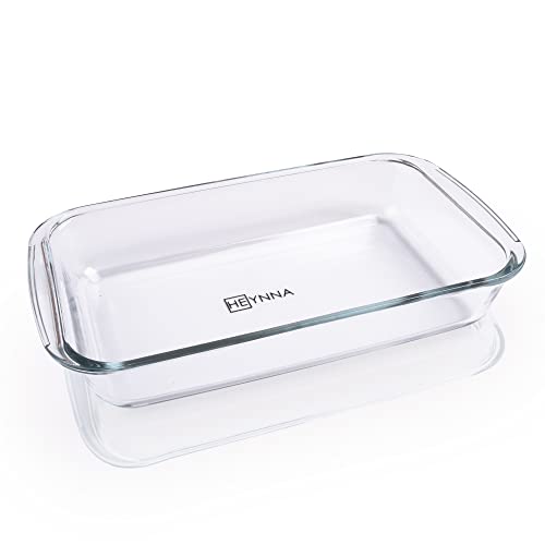 HEYNNA® Auflaufform Glas 1,6 Liter/Auflaufform aus hitzebeständigem Borosilikatglas/Ofenform als Lasagne Auflaufform, Backform, Tiramisu Form und kleiner Bräter, mikrowellenfest & spülmaschinenfest von HEYNNA