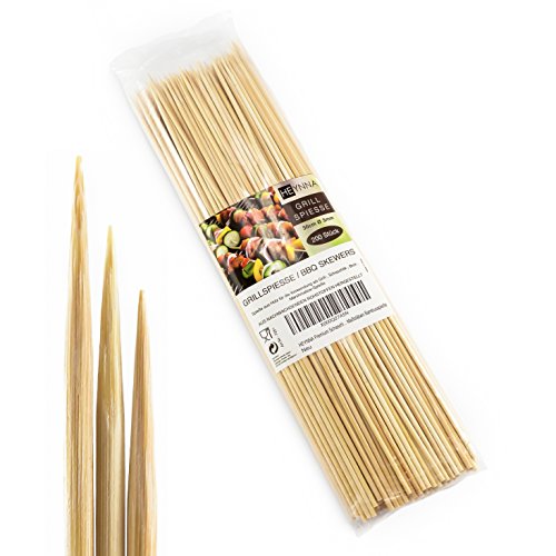 HEYNNA® Bambus-Schaschlikspieße 30cm / Grillspieße - 200 Stück aus Bambus zum Grillen & Kochen/Spieße geprüft nach LFGB-Standard/Fingerfood-Spieße von HEYNNA