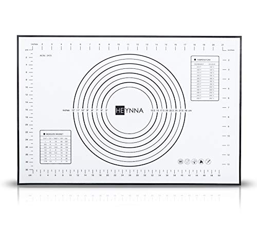 HEYNNA® Premium Silikon Backmatte/Rutschfeste Backunterlage 60x40cm - Silikonmatte zum Kochen und Backen als Teigmatte, Backofenfest, 100% BPA frei von HEYNNA