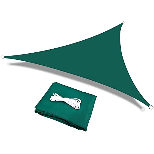 HEYOMART Sonnensegel Dreieck 2 x 2 x 2m Wasserdicht Sonnenschutz inkl Befestigungsseile PES Polyester mit UV Schutz für Garten Terrasse Camping, Grün von HEYOMART