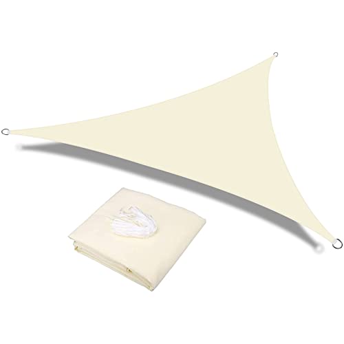 HEYOMART Sonnensegel Dreieck 2 x 2 x 2m Wasserdicht Sonnenschutz inkl Befestigungsseile PES Polyester mit UV Schutz für Garten Terrasse Camping, Cremeweiß von HEYOMART