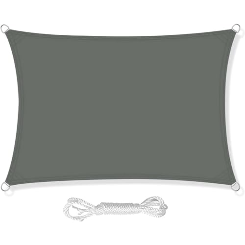 HEYOMART Sonnensegel Sonnenschutz inkl Befestigungsseile PES Polyester Wasserdicht 3 x 4m Rechteck Sonnensegel mit 98% UV Schutz für Draußen, Patio, Garten Terrasse Camping, Dunkelgrau von HEYOMART