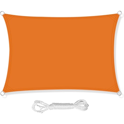 HEYOMART Sonnensegel Sonnenschutz inkl Befestigungsseile PES Polyester Wasserdicht 4 x 5m Rechteck Sonnensegel mit 98% UV Schutz für Draußen, Patio, Garten Terrasse Camping, Orange von HEYOMART