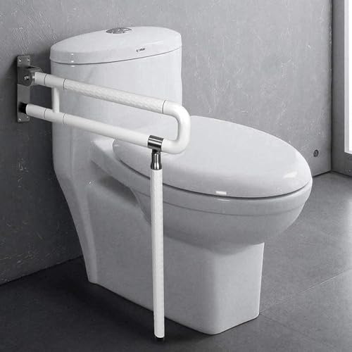 Aufstehhilfe Toilette,Aufstehhilfe Bett,Aufstehhilfe,behinderten wc haltegriff,Sichtbar Wandmontage Badezimmer Haltegriff mit Bein,Tragfähigkeit 600kg für Senioren Behinderte Schwangere (weiß, 60cm) von HEYOUTH