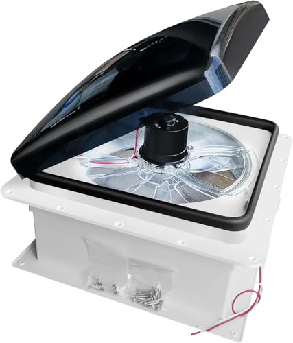 HEYOUTH RV-Dachventilator,Ventilator 12v Wohnmobil,Dachluke Wohnwagen 40x40cm,Reversibler Abluftventilator,Extrem Geräuscharmer Dauerbelüftung RV,für Autocaravana,Furgoneta,Remolq von HEYOUTH