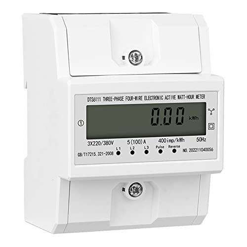 HEYOUTH Stromzähler Hutschiene 3 Phasen 4-Draht KWh Zähler,230/400V 5-100A Drehstromzähler,Digitaler Stromzähler mit LCD-Display,für Leistungsmesssystemen Eingesetzt,Drehstromzähler Hutschiene Geeicht von HEYOUTH