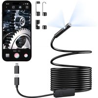 Endoskopkamera mit Doppelobjektiv und Beleuchtung, 1920P HD-Endoskop mit 8+1 einstellbaren LEDs, IP67 wasserdicht, 5 m langes halbstarres Endoskopkamera mit Doppelobjektiv und Beleuchtung, 1920P HD-Endoskop mit 8+1 einstellbaren LEDs, IP67 wasserdicht, 5 m langes halbstarres von HEYTEA
