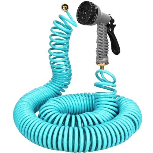 HEYTIMI 75 FT 3/8 Zoll leichter Spiralschlauch EVA flexibel mit 7 Funktionen Düsen und Messinganschlüssen für Gartenbewässerung Pflanzen Gewächshäuser Terrassen Seeblau HEYTIMI 75 FT 3/8 Zoll leichter Spiralschlauch EVA flexibel mit 7 Funktionen Düsen und Messinganschlüssen für Gartenbewässerung Pflanzen Gewächshäuser Terrassen Seeblau von HEYTIMI