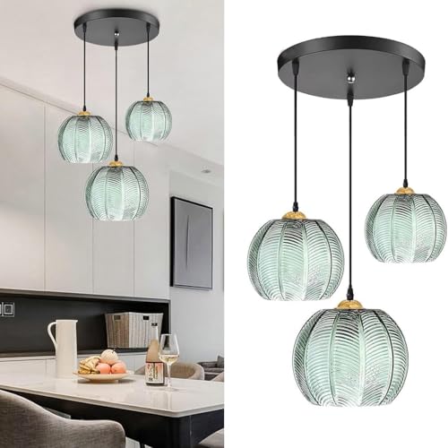 HEYUN 3-Flammige Pendelleuchte Esstisch Hängelampe Mit Grünem Glas Lampenschirm Höhenverstellbare Moderne Deckenleuchte Kreative Hängeleuchte Für Küche Esszimmer Schlafzimmer Wohnzimmer(3-light) HEYUN 3-Flammige Pendelleuchte Esstisch Hängelampe Mit Grünem Glas Lampenschirm Höhenverstellbare Moderne Deckenleuchte Kreative Hängeleuchte Für Küche Esszimmer Schlafzimmer Wohnzimmer(3-light) von HEYUN