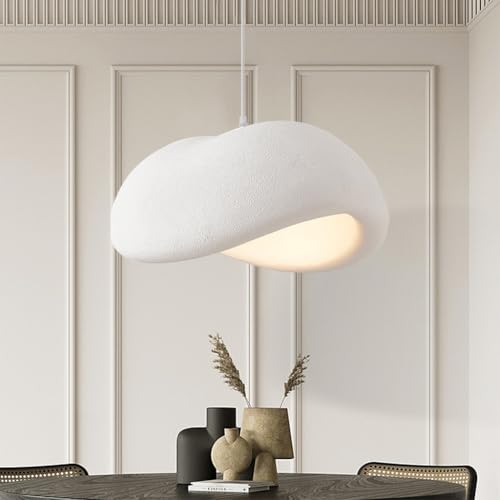 HEYUN Wabi-Sabi Hängeleuchte Pendellampe E27 Moderner Japanischer Stil Höhenverstellbar Für Esstisch Esszimmer Wohnzimmer Schlafzimmer Küche Café Flur Weiß Vogelnest Design Kreativ Kronleuchter(60cm) von HEYUN