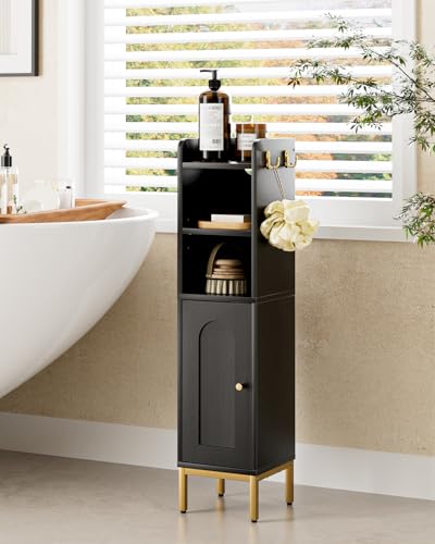 HEYZOEY Badezimmerschrank Schmal, freistehender Badschrank, hohe Badezimmerschränke mit Tür, schmaler Schrank für Badezimmer,Küche,Wohnzimmer,Schlafzimmer,Balkon oder Büro, Schwarz HEYZOEY Badezimmerschrank Schmal, freistehender Badschrank, hohe Badezimmerschränke mit Tür, schmaler Schrank für Badezimmer,Küche,Wohnzimmer,Schlafzimmer,Balkon oder Büro, Schwarz von HEYZOEY