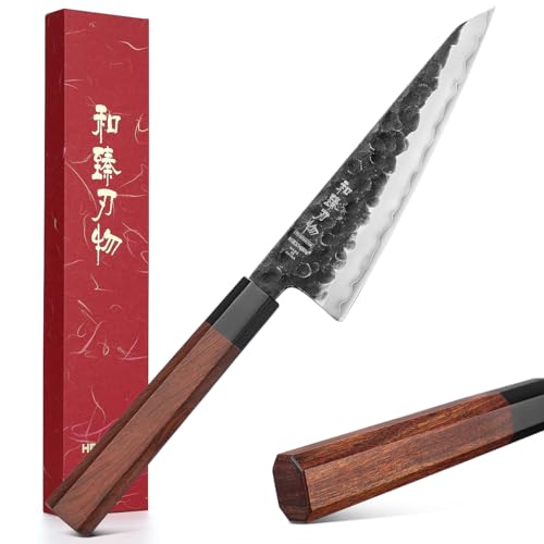 HEZHEN Verkleideter Stahl Universal Messer, Rasierklingenscharf Kleines Küchenmesser, Gemüsemesser Schneiden von Obst und Gemüse, Achteckiger Griff aus Rotholz HEZHEN Verkleideter Stahl Universal Messer, Rasierklingenscharf Kleines Küchenmesser, Gemüsemesser Schneiden von Obst und Gemüse, Achteckiger Griff aus Rotholz von HEZHEN