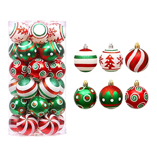 HEZHU 30* Weihnachtskugel Baumschmuck Kunststoff Christbaumkugeln Weihnachtsdeko Party (rot+grün+weiß(A)) von HEZHU