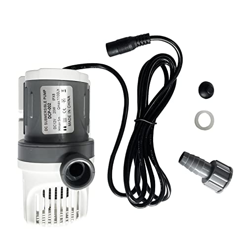 HEZHU Wasserpumpe Aquarium Pumpe DC 12V 20W 1000L / H Brushless Tauchpumpe für Teich Brunnen Gartenteich Aquarium Solarumlaufsystem Wasserzirkulationssystem (Grau) von HEZHU