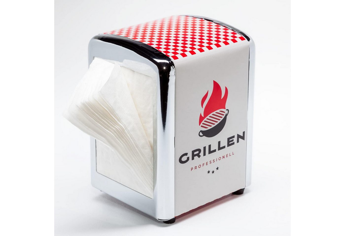 HF Home Flair Serviettenhalter 1x Home-Flair Premium Serviettenspender I Serviettenhalter (Grillen), (1-tlg), Diner Serviettenhalter I inkl. 60 Servietten von HF Home Flair
