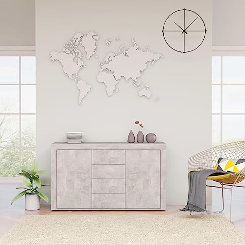 HFBGDV Sideboard Schrank Organizer Mobile Modern Schönes Buffet Speisekammer für Wohnzimmer Küche Esszimmer bietet viel Platz, einfach zu montieren, Grau Beton, 120 x 36 x 69 cm von HFBGDV