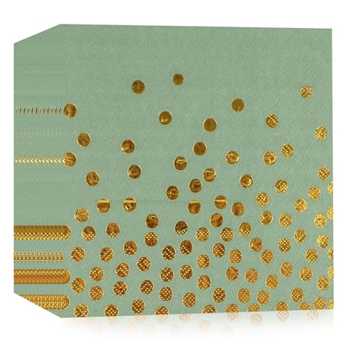 40 Stück Salbeigrün Geburtstag Servietten,33x33cm Papier Party Servietten für Mann Frau Mädchen Geburtstag Party Deko von HFBOBP