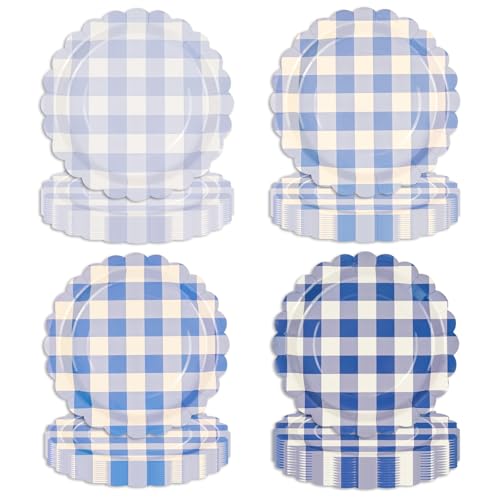 HFBOBP 48 Stück Blau Farbverlauf Pappteller,gewellter Rand Partyteller Partyset Süße Party,4 Designs für Teeparty Geburtstag Brautparty, Babyparty HFBOBP 48 Stück Blau Farbverlauf Pappteller,gewellter Rand Partyteller Partyset Süße Party,4 Designs für Teeparty Geburtstag Brautparty, Babyparty von HFBOBP