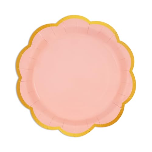 HFBOBP 50 Stück Einwegteller Rosa Gold Partyteller,18CM Dessertteller Einmalteller Einweg Geschirr,7inch Partyteller Tisch Dekorationen Partygeschirr für Hochzeit Garten Geburtstag von HFBOBP