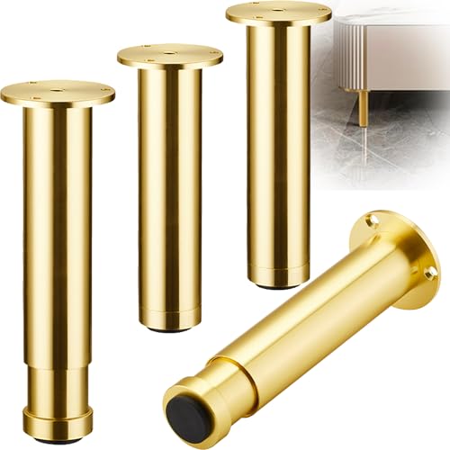 HFDASUENT 4 Stück Ersatz Möbelfüße Verstellbar, Möbelfuss Metall Möbelbeine Höhenverstellbare Schrankfüße Einstellbar Stützfüße für Sideboard Kommode Sockelfuß,für DIY-Möbel von HFDASUENT