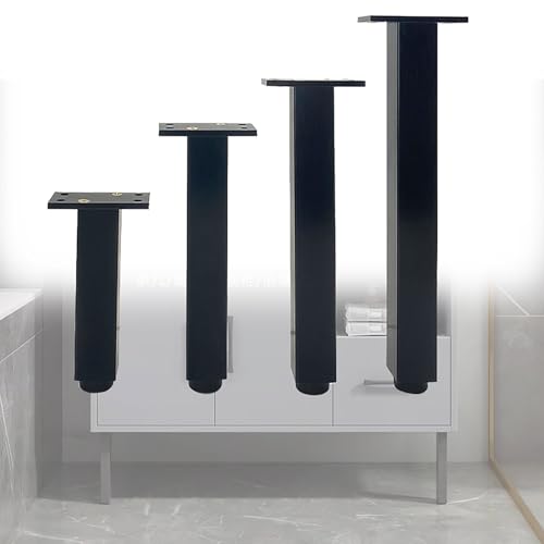 HFDASUENT 4 Stück Metall Möbelfüße,Verstellbare Möbelbeine Schrankfüsse Tischbeine,Füße für Sofas und Sessel,Schwarz Möbelfüsse für Schränke, Tische, Sofas, Nachttische von HFDASUENT