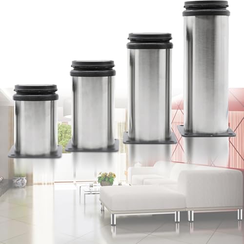 HFDASUENT 4 Stück Möbelfüße Edelstahl verstellbar Runde Möbelbeine Bettfüße Tischbeine für Möbel, Küche Couchtisch Schreibtisch Lowboard Möbel Beine Füße Arbeitsplatte von HFDASUENT