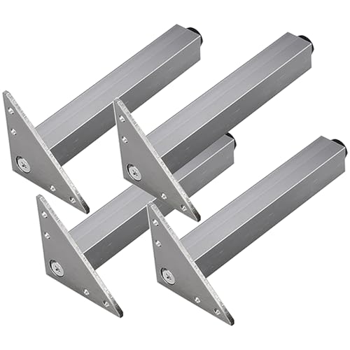 HFDASUENT 4 Stück Verstellbare Schrankfüsse Möbelfüße aus Alulegierung Möbelbeine Metall Höhenverstellbar 0-10mm, DIY Möbel Füße für Stühle Tisch Schrank Schreibtisch Sofa von HFDASUENT