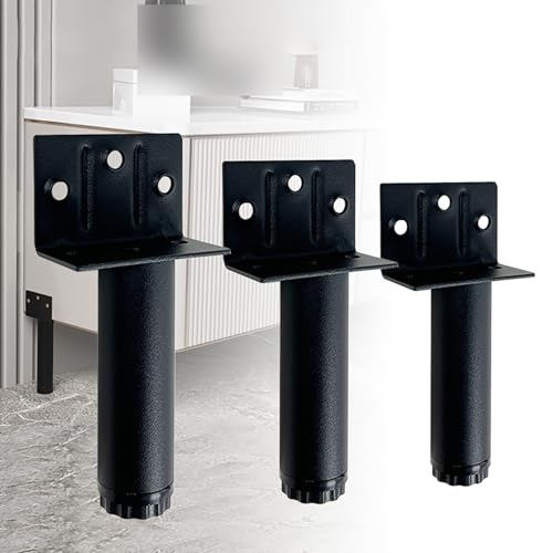 HFDASUENT 4er Möbelfüße Set, Sofafüße Verstellbar Schrankfüsse Schwarz Ersatz Stützfüße DIY Tischfüße,Fuß für TV-Möbel, Kleiderschrank von HFDASUENT
