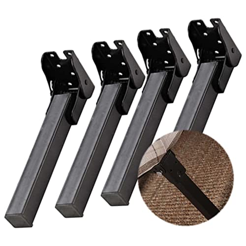 HFDASUENT Klappbare Bettbeine, 4 Stück Bettfüße Stützfüße Metall Bed Riser Möbelfüsse Bettgestell Unterstützung Schrankbeine für Bett Tischbeine Möbel Sofas Betten(Size:15cm) von HFDASUENT