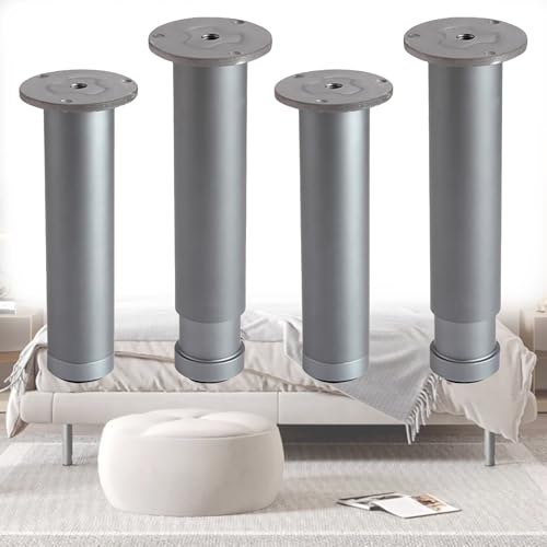 HFDASUENT Möbelfüße Verstellbar, 4 Stück Bettbeine Metall Möbelbeine Kabinettbeine Verstellbare Stützfüße Mittelstützbein für Sideboard Kommode Sockelfuß,für DIY-Möbel von HFDASUENT