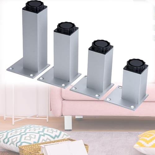 HFDASUENT Verstellbar Möbelfüße, Verstellbare Bettfüße Einstellbare Höhe Schrankfüsse Metallschrankbeine für Sideboard Kommode Sockelfuß Sofa Schrank,4 Stück von HFDASUENT