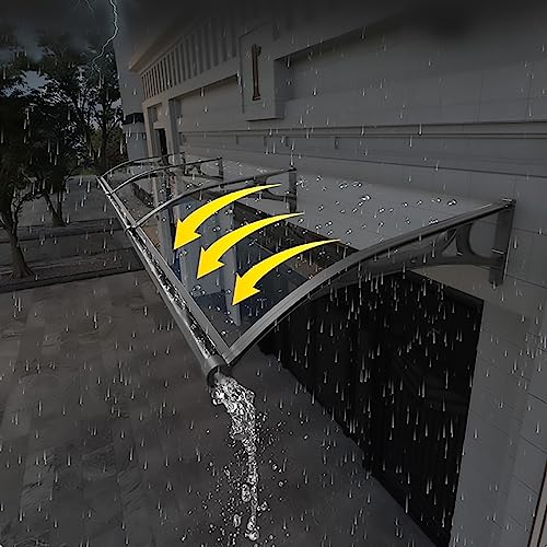 HFDASUENT Vordach für Haustür Überdachung Transparentes Türdach Pultbogenvordach Eingangsmarkise Bogenvordach für Balkon Fenster Hauseingang Regenschutz (80x420cm/32x165in) von HFDASUENT