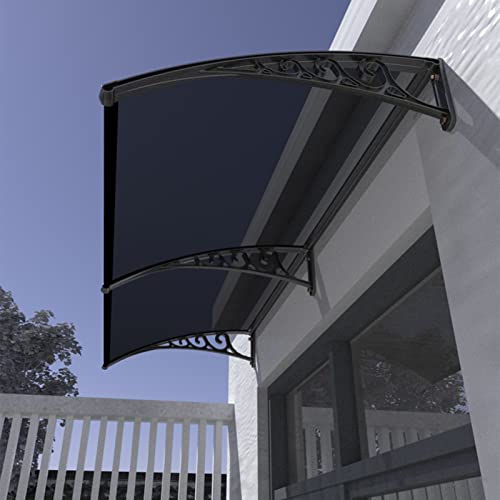 HFDASUENT Vordach Haustür Pultbogenvordach Haustürvordach Pultvordach Bogenvordach aus Polycarbonat und Aluminium Rahmen,UV-Beständiger Sonnenschutz (60x160cm/24x63in) von HFDASUENT