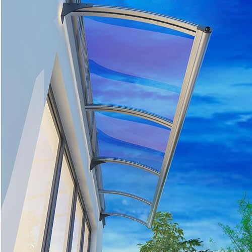 Vordach Haustür Überdachung Haustürvordach Polycarbonat, UV-Schutz Regenbeständig Transparentes Pultbogenvordach für Außen terrassen Garten Balkon (100x130cm/39inx51in) von HFDASUENT