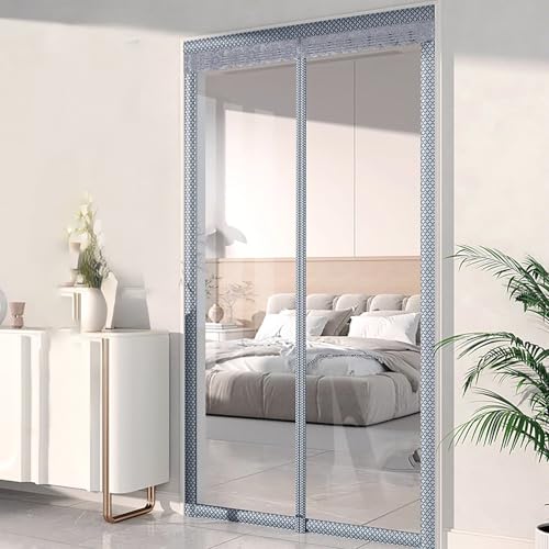 Wärmeschutzvorhang Türe, Magnet Thermovorhang Transparent Isolier Schutz Vorhang mit Schließautomatik Kälteschutzvorhang EVA Wasserdicht Fliegenvorhang für Patio Tür Schlafzimmer von HFDASUENT