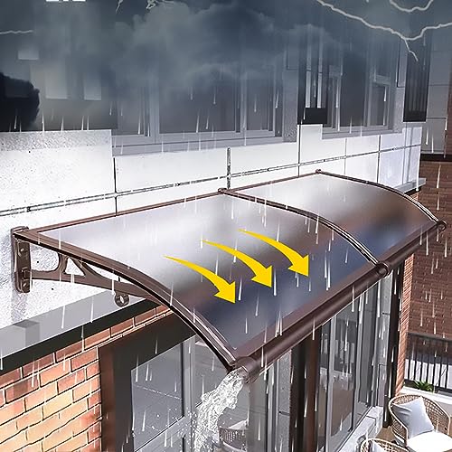 Wetterbeständige Haustürüberdachung,Hauseingang Türdach Markisen Türüberdachung Terrassen-Veranda Vordach Überdachung Transparent Polycarbonat Pultvordach (100x150cm/39x59in) von HFDASUENT