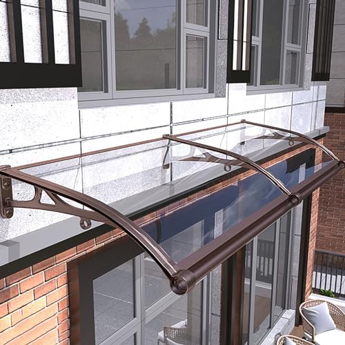 Wetterbeständige Haustürüberdachung,Transparent Türvordach Pultbogenvordach Bogen stumm Aluminiumhalterung Balkon überdachung für Garage Balkon Fenster (120x320cm/47x126in) von HFDASUENT