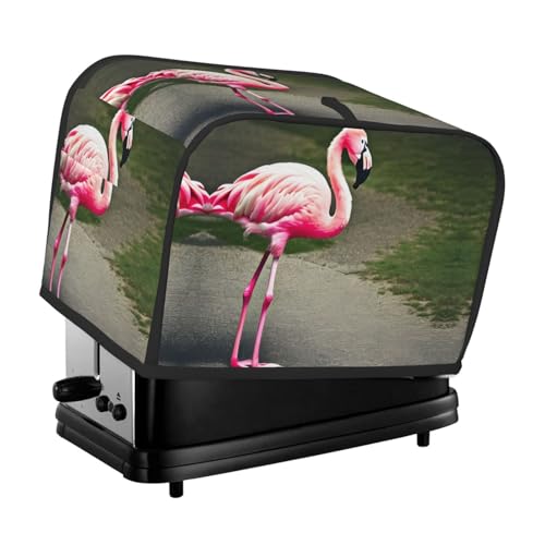 Waschbare 2 Scheiben, rosa Flamingo-Toaster-Abdeckung mit Taschen, staubdicht und maschinenwaschbar von HFDERW