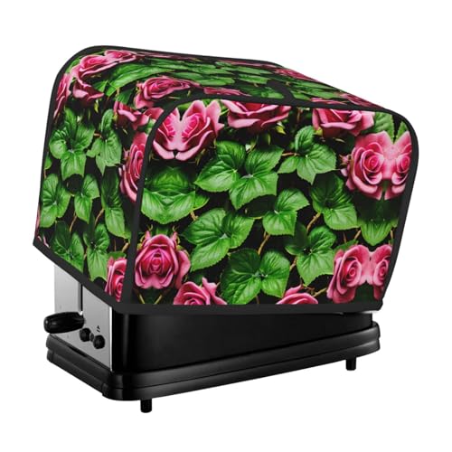 Waschbare 2 Scheiben Floral Rose Efeu mit Blättern Frühling Toaster Abdeckung mit Taschen, staubdicht und maschinenwaschbar von HFDERW
