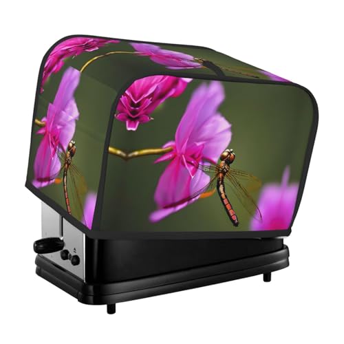 Waschbare 2 Scheiben Libelle auf der Blume Toaster-Abdeckung mit Taschen, staubdicht und maschinenwaschbar von HFDERW
