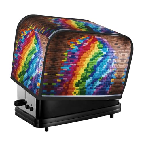 Waschbare 2-Scheiben-Regenbogen-Flagge an der Wand Toaster-Abdeckung mit Taschen, staubdicht und maschinenwaschbar von HFDERW