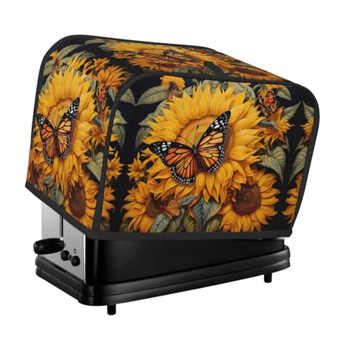 Waschbare 2-Scheiben-Sonnenblumen-Schmetterling-Toaster-Abdeckung mit Taschen, staubdicht und maschinenwaschbar von HFDERW