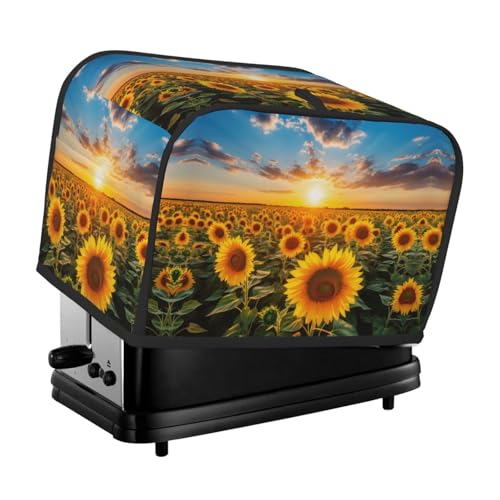 Waschbare 2-Scheiben-Sonnenblumenfeld-Toaster-Abdeckung mit Taschen, staubdicht und maschinenwaschbar von HFDERW