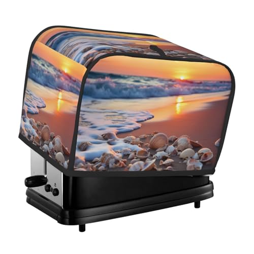 Waschbare 2 Scheiben Sunset Sea The Shell Conch Toaster-Abdeckung mit Taschen, staubdicht und maschinenwaschbar von HFDERW