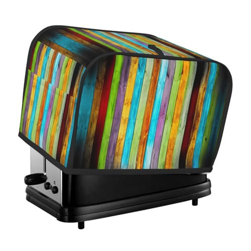 Waschbare 2 Scheiben bunte Holzbretter Toaster-Abdeckung mit Taschen, staubdicht und maschinenwaschbar von HFDERW