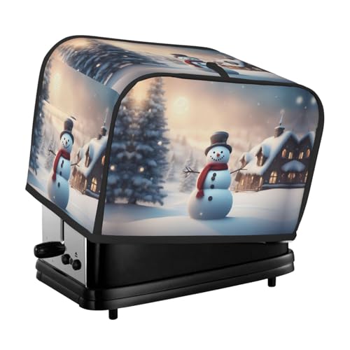 Waschbare Toaster-Abdeckung für 2 Scheiben, Motiv: Frohe Weihnachten, niedlicher Schneemann, mit Taschen, staubdicht und maschinenwaschbar von HFDERW