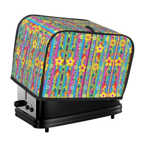 Waschbare Toaster-Abdeckung mit 2 Scheiben, Blumen und Schmetterlinge, staubdicht und maschinenwaschbar von HFDERW